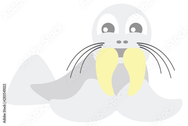 Fototapeta Cute Fun Walrus Cartoon Character Vector