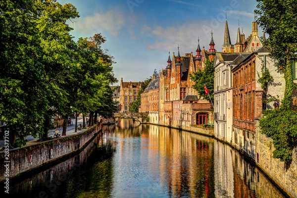 Fototapeta Sights along the canals of Bruges Belgium