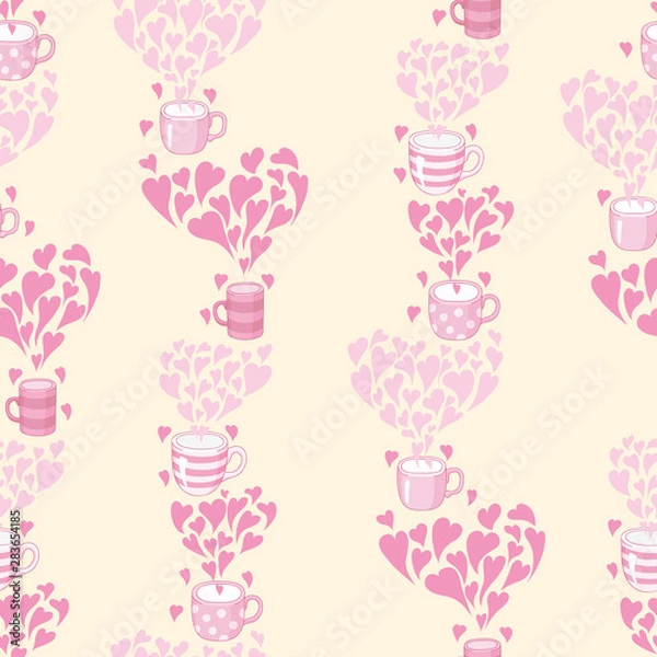 Fototapeta seamless pattern Tea and hearts