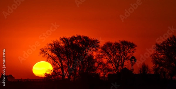 Fototapeta Gran puesta de sol en la llanura