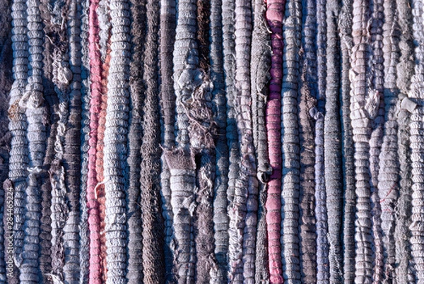 Fototapeta rough knitted fabric rug texture as rustic background