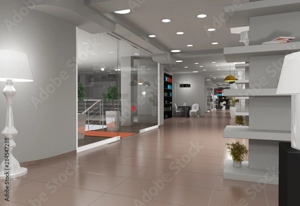 Fototapeta interior, exhibition hall, 3D illustration