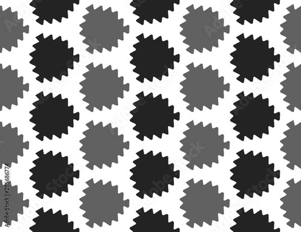 Fototapeta Vector seamless geometric pattern. Shaped grey, black leaves on white background.