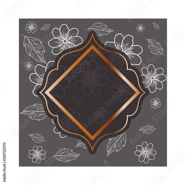 Fototapeta frame with flowers and leafs isolated icon