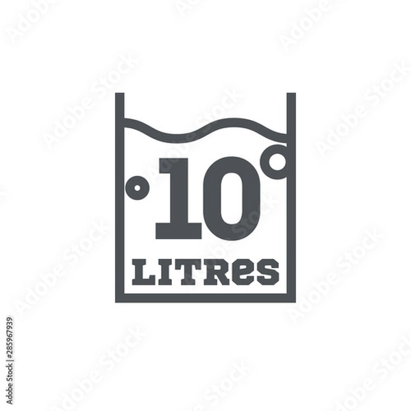 Fototapeta 10 Liters l sign l-mark estimated volumes milliliters (ml) Vecto