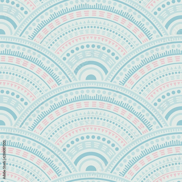 Fototapeta Ethnic circle shapes seamless geometric pattern.