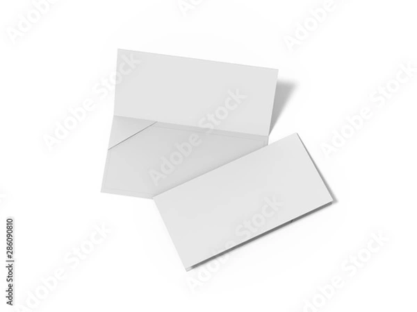 Fototapeta Invitation mock up template for wedding, christmas party, birthday and ceremony. Blank Bi-Fold invitation envelope mock up on isolated white background, 3d illustration