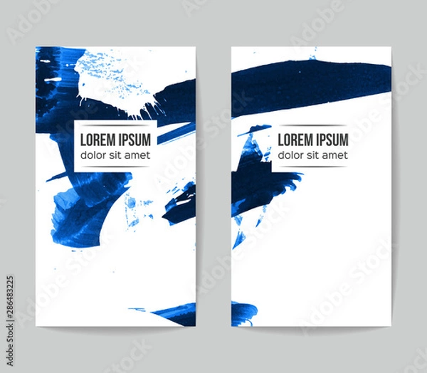 Fototapeta Set of vector business card templates with brush stroke background.