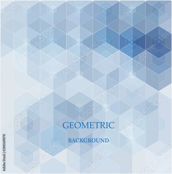 Fototapeta Vector Abstract geometric background. Template brochure design. Blue hexagon shape