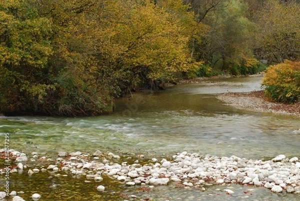 Fototapeta Fluss Herbst Slowenien