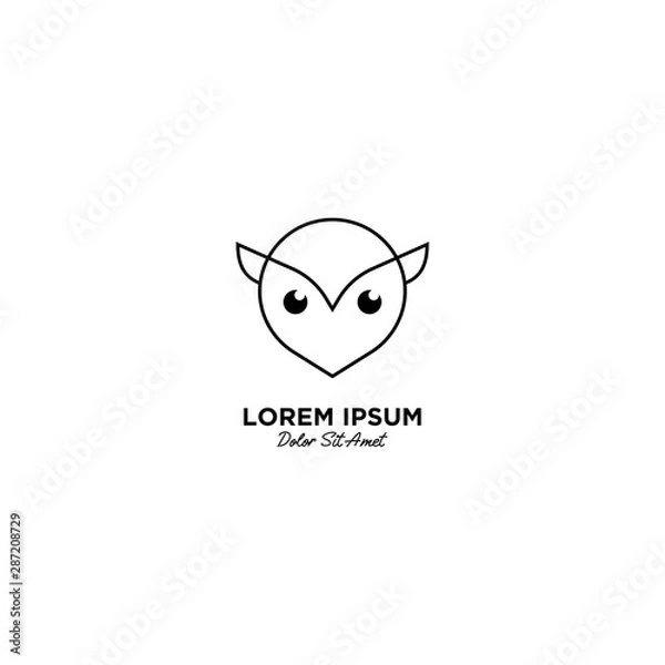 Fototapeta Owl logo vector icon illustration line outline monoline