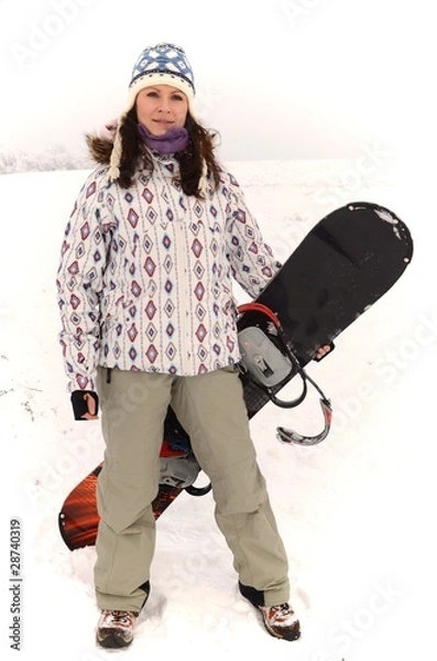 Fototapeta snowboarder femme