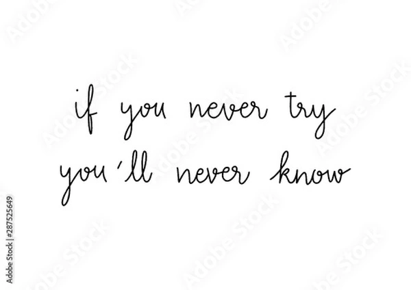 Fototapeta If you never try you ll never know hand lettering