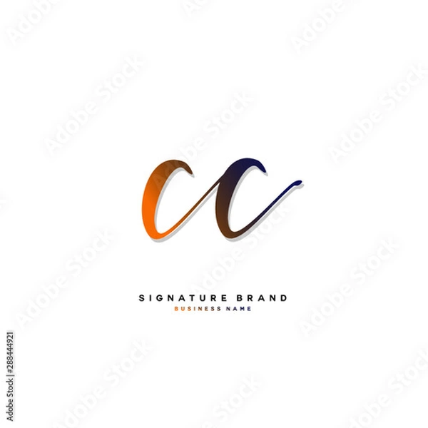 Fototapeta C CC Initial letter handwriting and  signature logo concept design.