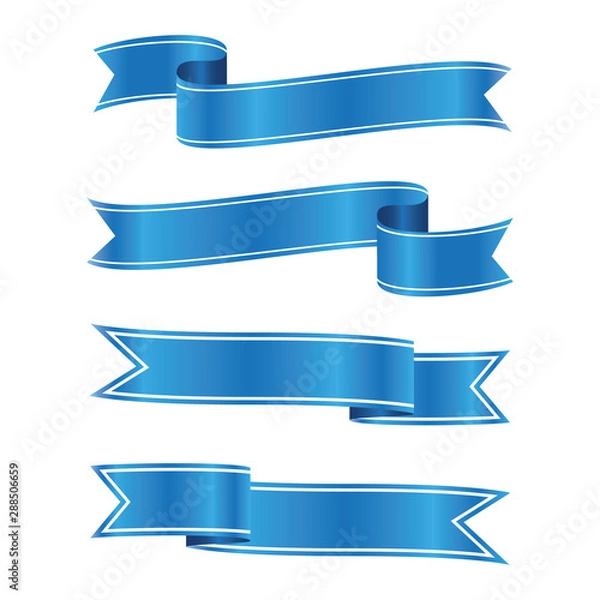 Fototapeta set of blue ribbon banner icon