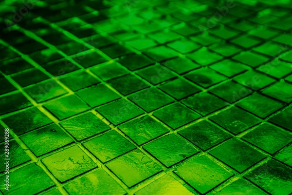 Obraz Beautiful closeup textures abstract color dark black white and light green tiles granite and light green glass pattern wall and background and art