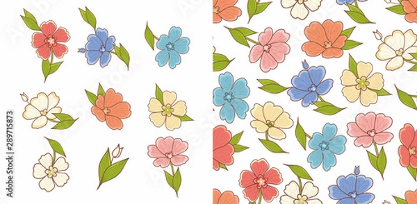 Fototapeta Floral seamless pattern. Flowers. Elements and pattern. Design elements