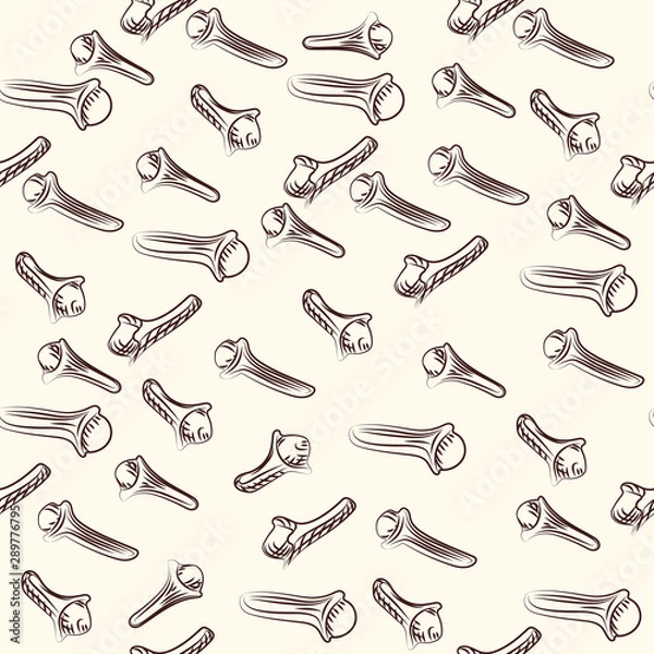 Fototapeta Ink hand drawn dried cloves seamless pattern. Engraving style.