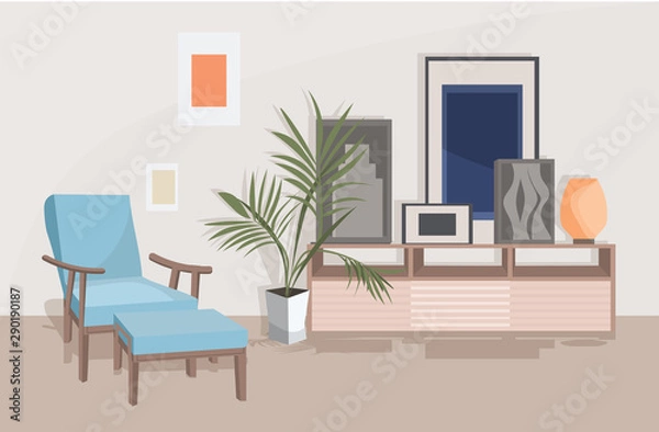 Fototapeta stylish home modern living room interior empty no people house room with furniture flat horizontal