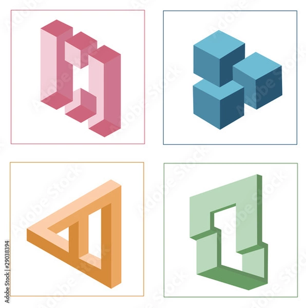 Obraz different multicolored optical illusions of unreal geometrical o