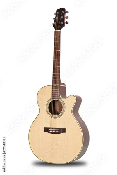 Fototapeta Acoustic guitar isolated on white background