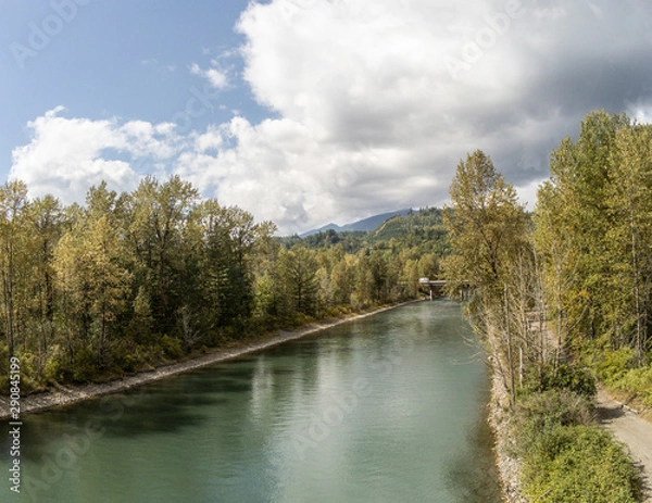 Fototapeta Amazing aerial photography of the majestic Skagit River Confluence in the Northern Cascades of the state of Washington.