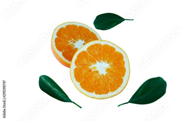 Fototapeta cut half orange in white background with clipping path