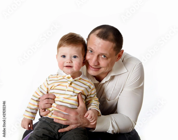 Fototapeta portrait of a father with his little son