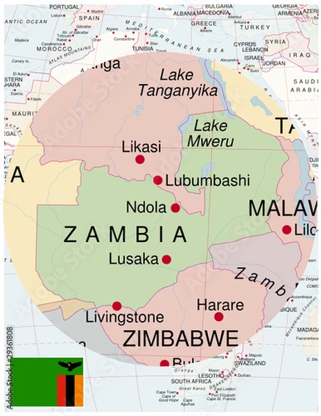 Fototapeta Zambia map africa world business success background