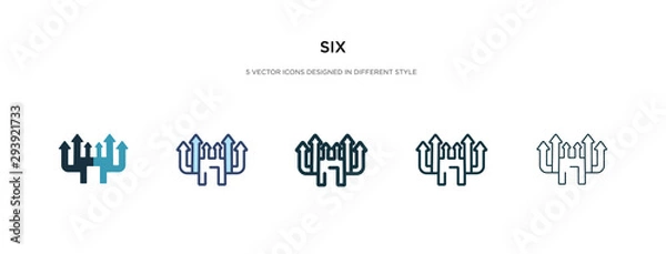 Fototapeta six icon in different style vector illustration. two colored and black six vector icons designed in filled, outline, line and stroke style can be used for web, mobile, ui