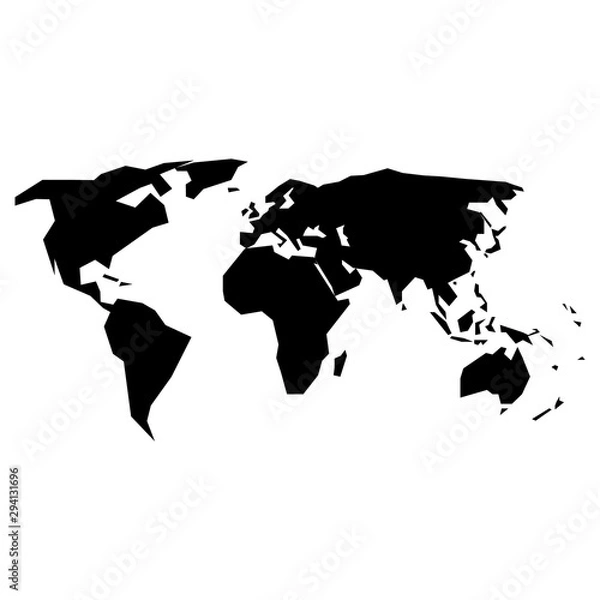 Fototapeta Roughly drawn black world map silhouette with sharp edges - Eps 10 vector and illustration