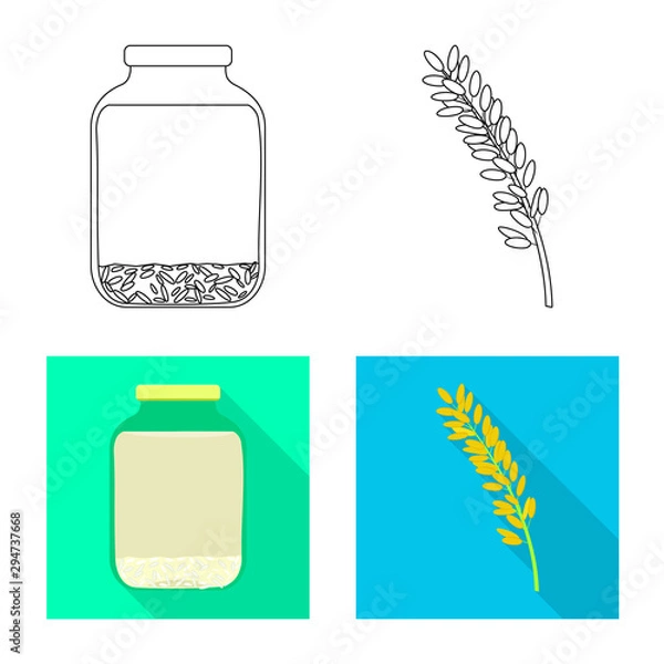 Fototapeta Vector design of crop and ecological sign. Set of crop and cooking stock vector illustration.