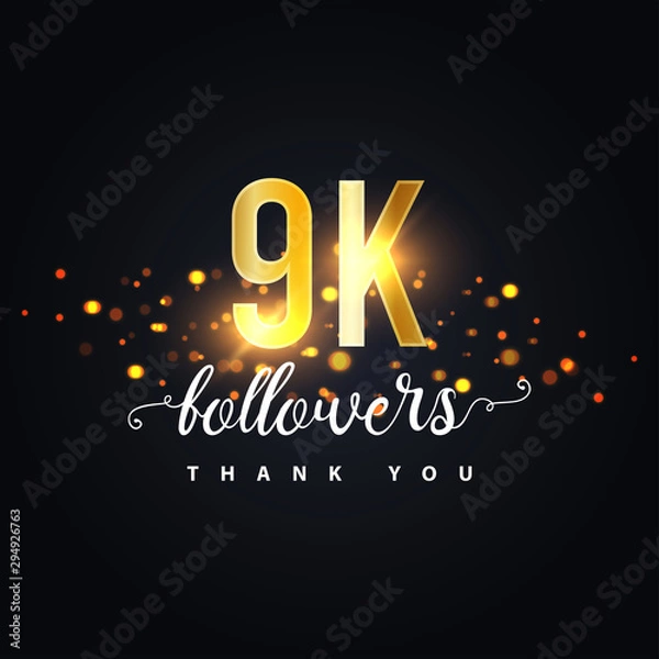 Fototapeta 9k Followers thank you design