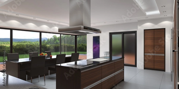 Fototapeta 3D rendering modern kitchen