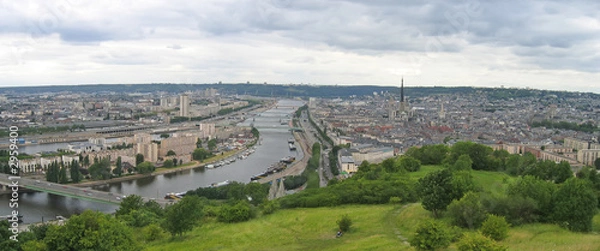 Fototapeta large view on the city, rouen, france, panorama