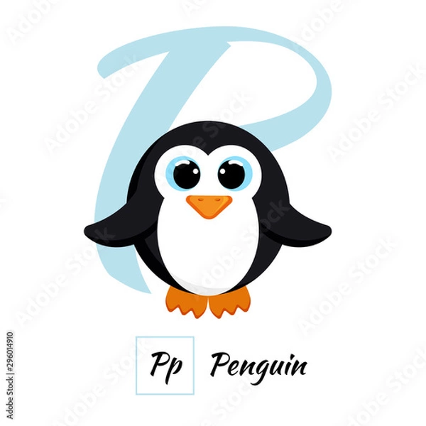 Fototapeta English animal alphabet letter P in vector style