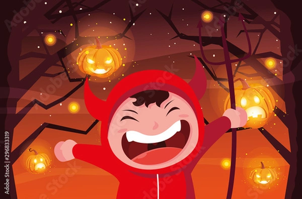 Fototapeta Halloween costumed child vector design