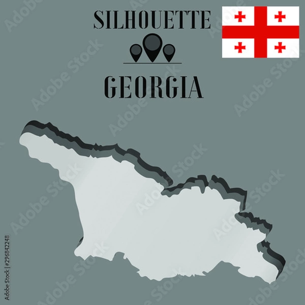 Fototapeta Georgia outline globe world map, contour silhouette vector illustration, design isolated on background, national country flag, objects, element, symbol from countries set