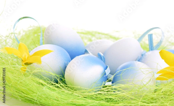 Fototapeta Colorful Easter Eggs on green Grass