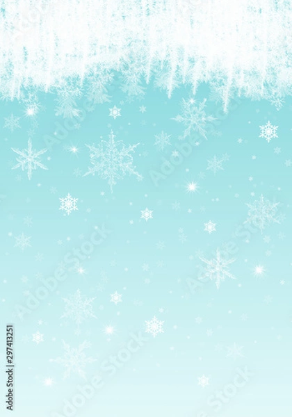 Fototapeta Blue Winter Background with snowflakes for your own creations