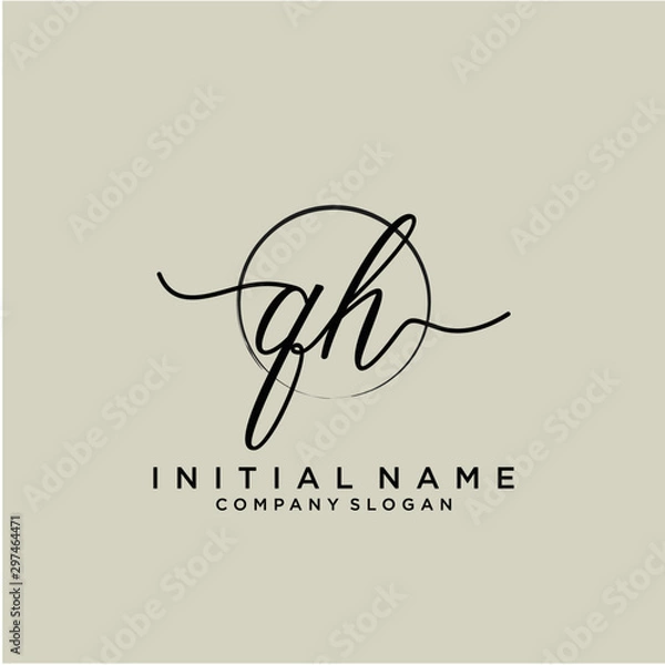 Fototapeta QH Initial handwriting logo with circle template