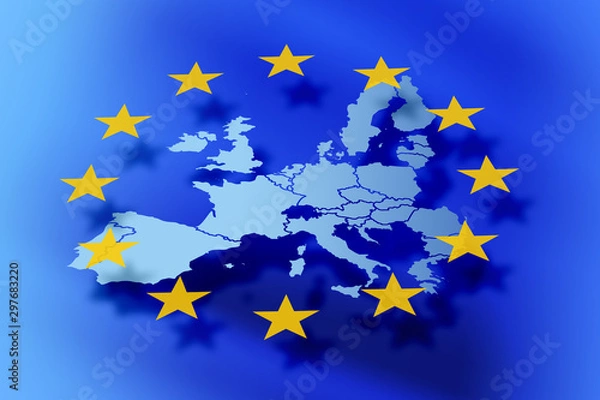 Fototapeta  Poznaj wymowę  Outline map of European Union member states on the flag