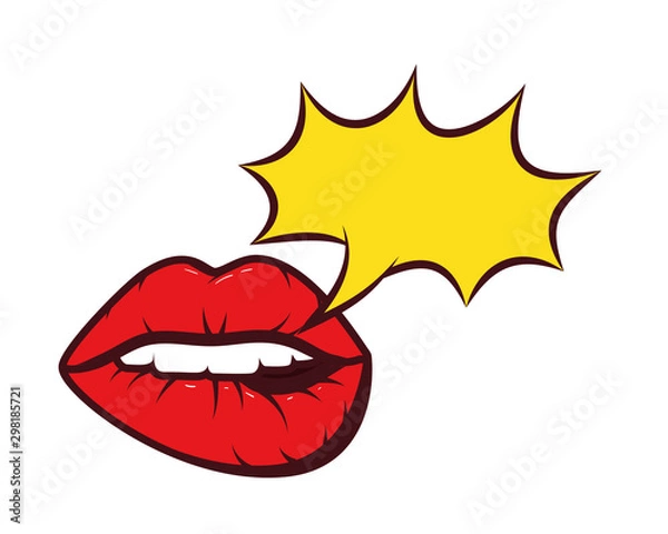 Fototapeta sexy woman mouth with speech bubble pop art style