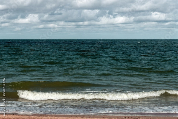 Fototapeta Wavy Baltic sea at Coast of Latvia.