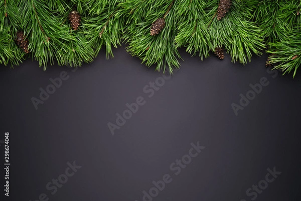 Fototapeta Christmas or New Year black background with border