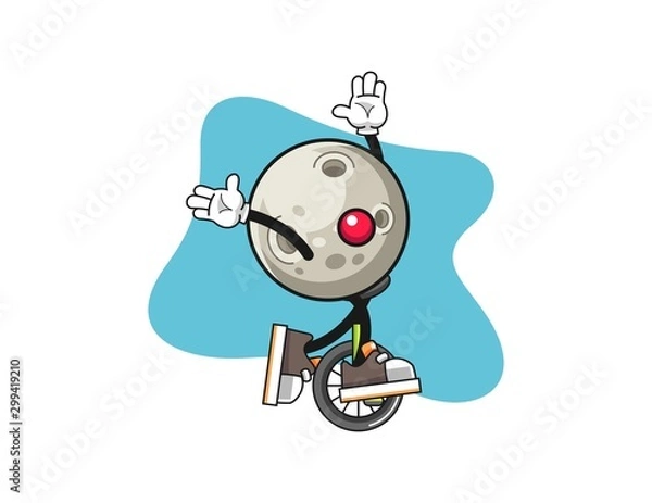 Fototapeta Moon clown cartoon. Mascot Character vector.