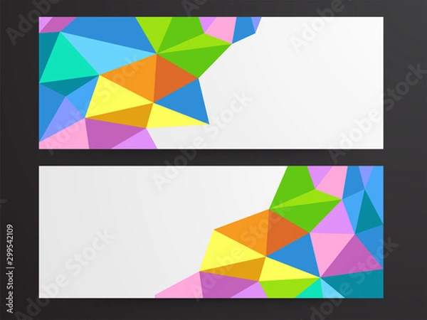 Fototapeta Abstract website headers with polygonal shapes.