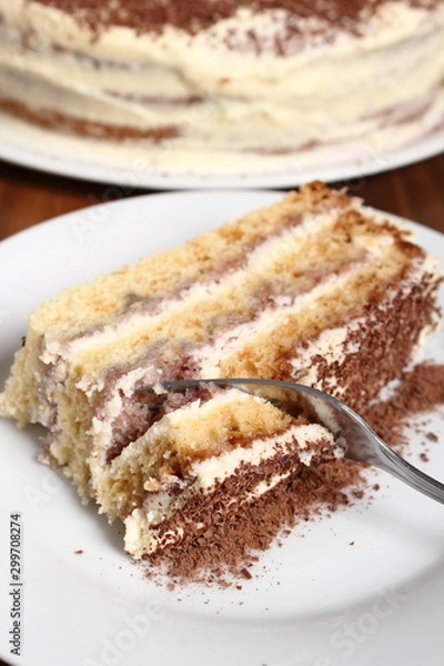 Obraz Layer cake with buttercream and jam