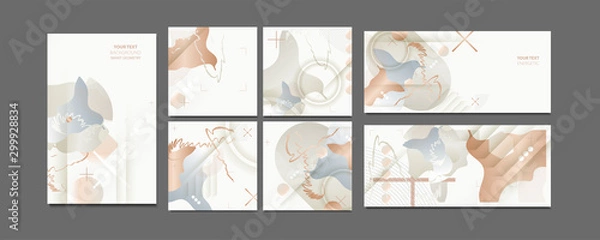 Fototapeta Elegant natural pastel muted pale calm tones card templates set abstraction background