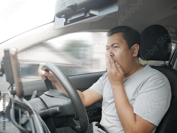 Fototapeta Sleepy Tired Male Driver